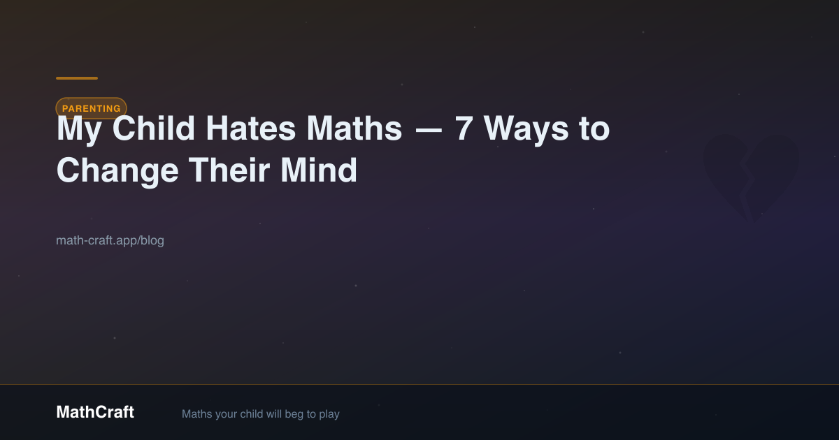 My Child Hates Maths — 7 Ways to Help | MathCraft